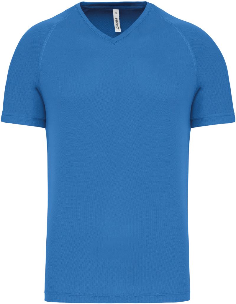 Pánské sportovní tričko s výstřihem do V - aqua blue