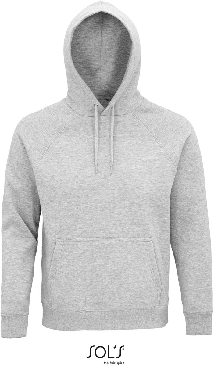 Levně Unisex raglánová mikina s kapucí z bio bavlny - grey melange