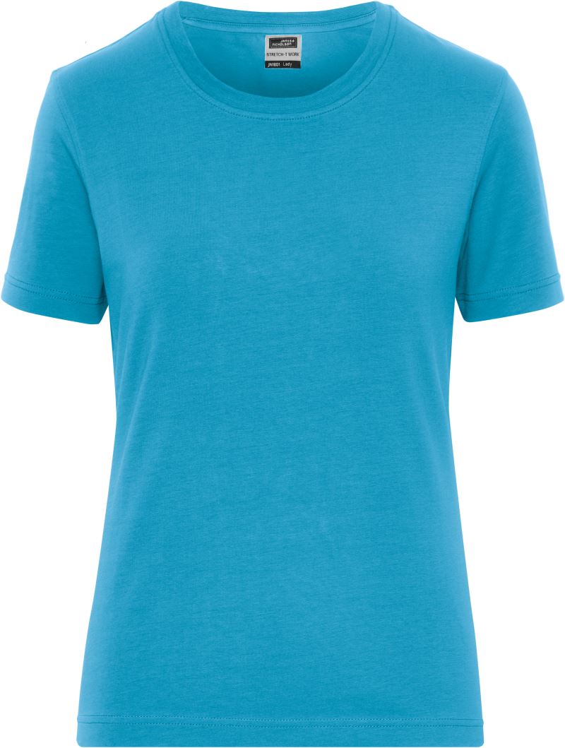 Levně Dámské pracovní elast. tričko z bio bavlny - Solid - turquoise