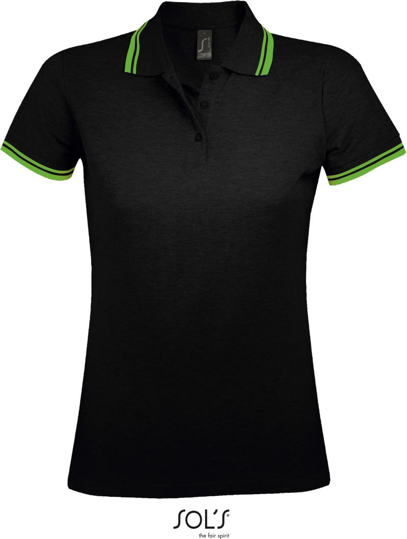 Levně Dámské piqué polo - black/lime