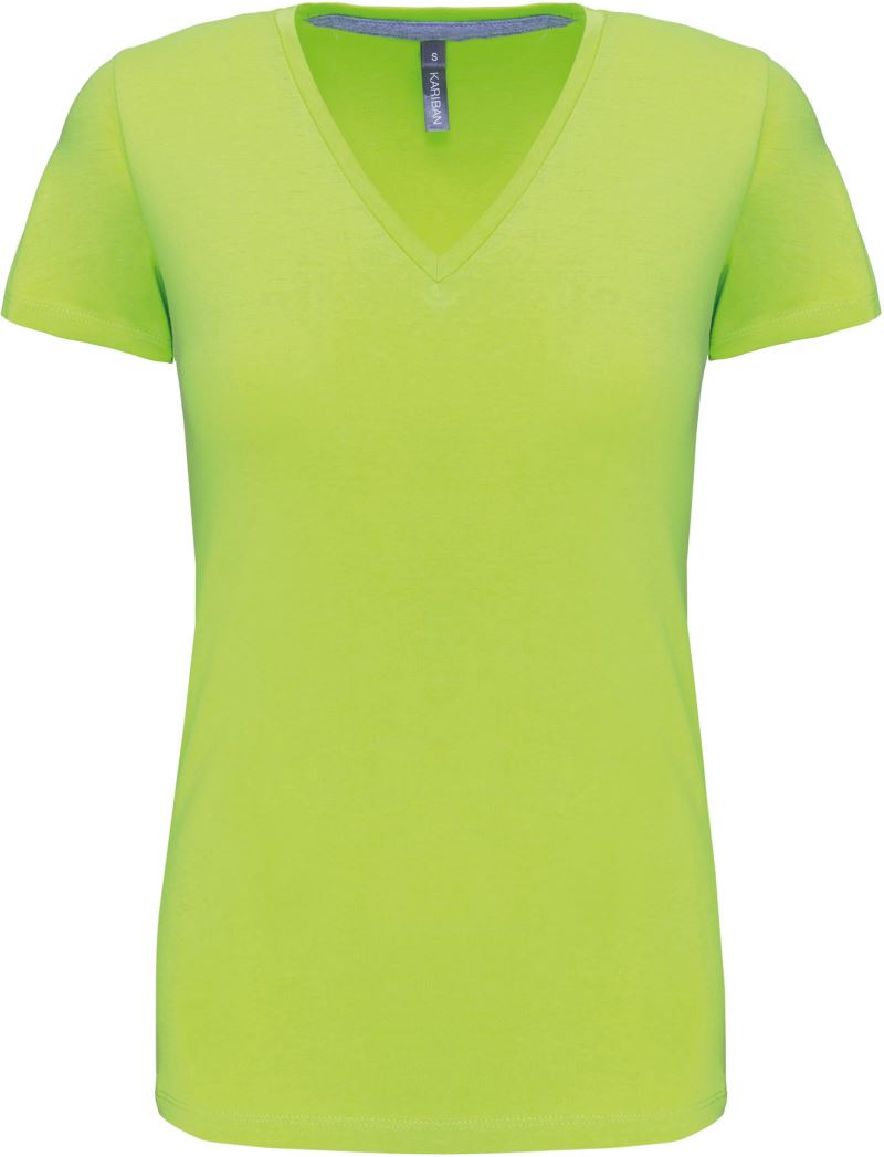 Levně Dámské tričko s výstřihem do V - lime