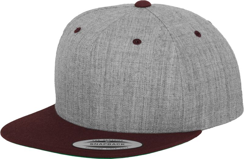 Levně 6 panelová Snapback kšiltovka - heather grey/maroon