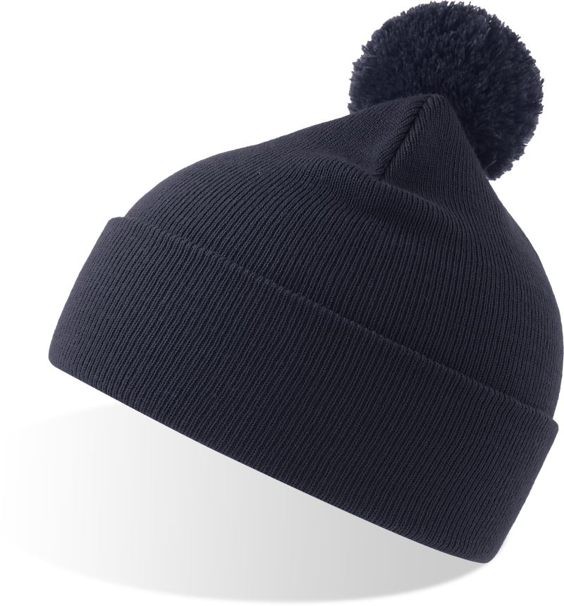 Pletená čepice s bambulí - navy