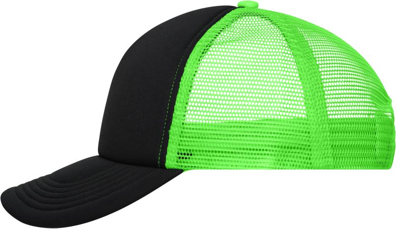 Levně 5 panelová polyesterová síťovaná kšiltovka - black/neon green