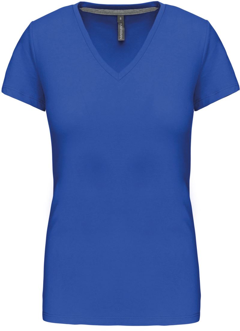 Levně Dámské tričko s výstřihem do V - light royal blue