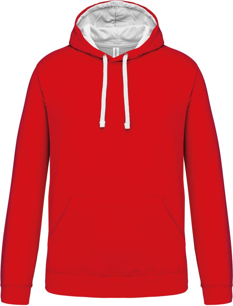 Levně Kontrastní mikina s kapucí - red/white