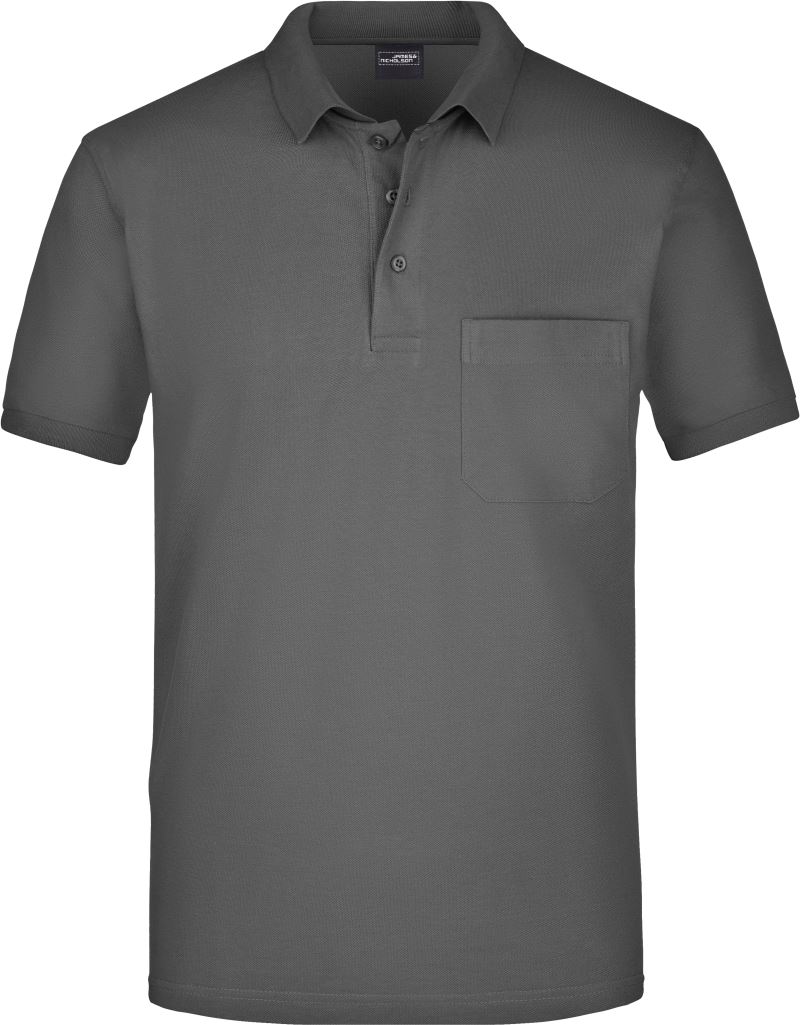 Levně Piqué polo s náprsní kapsou - graphite