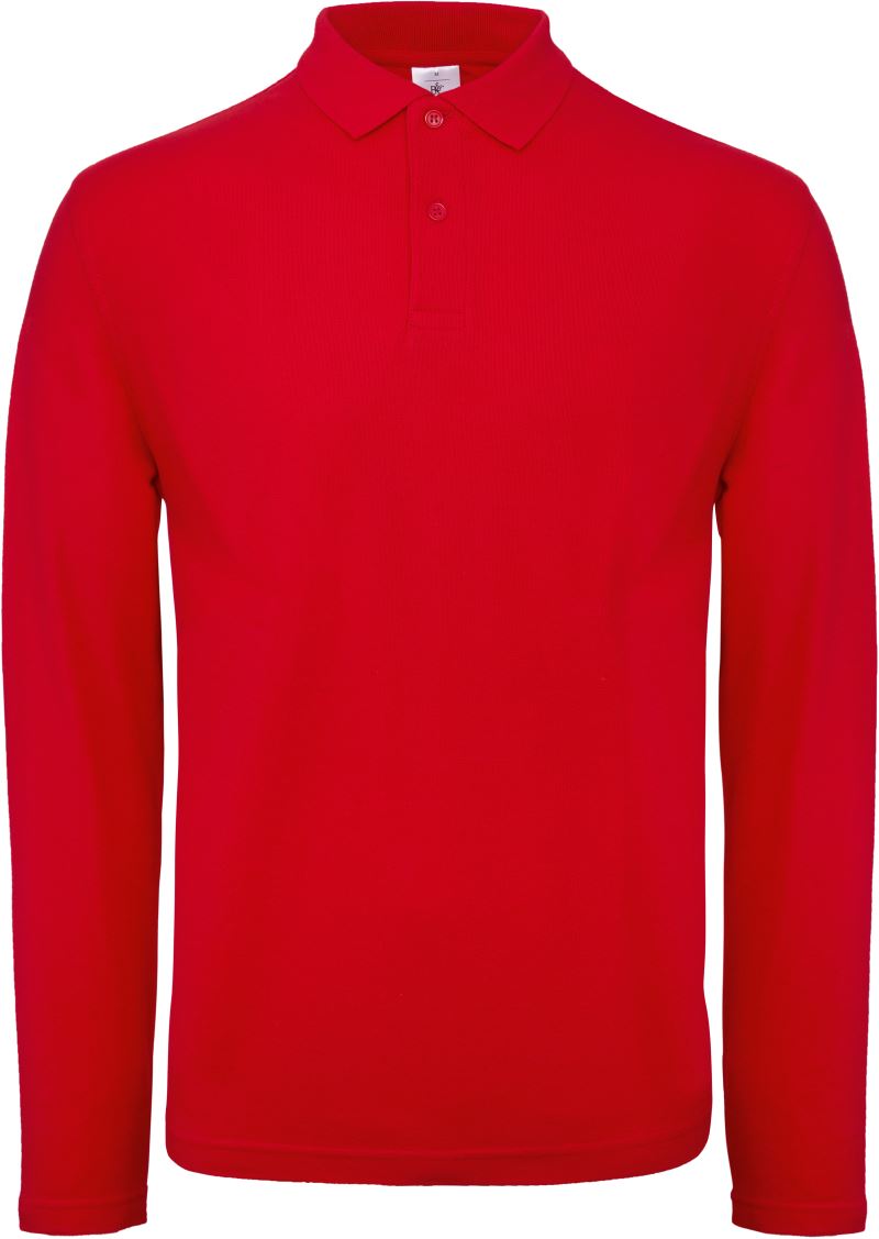 Pánské piqué polo s dlouhým rukávem - red