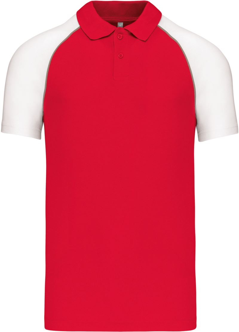 Levně Baseballové piqué polo - red/light grey/white