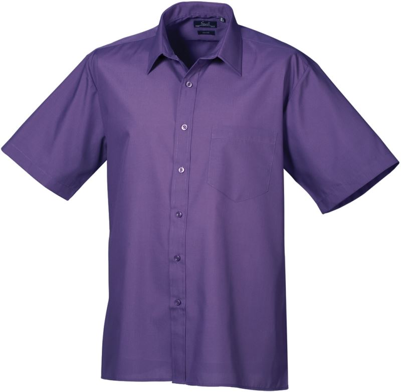 Levně Popelínová košile s krátkým rukávem - purple