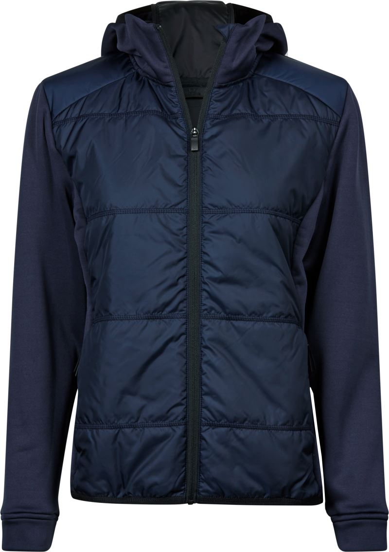 Levně Dámská hybridní strečová bunda s kapucí - navy/navy