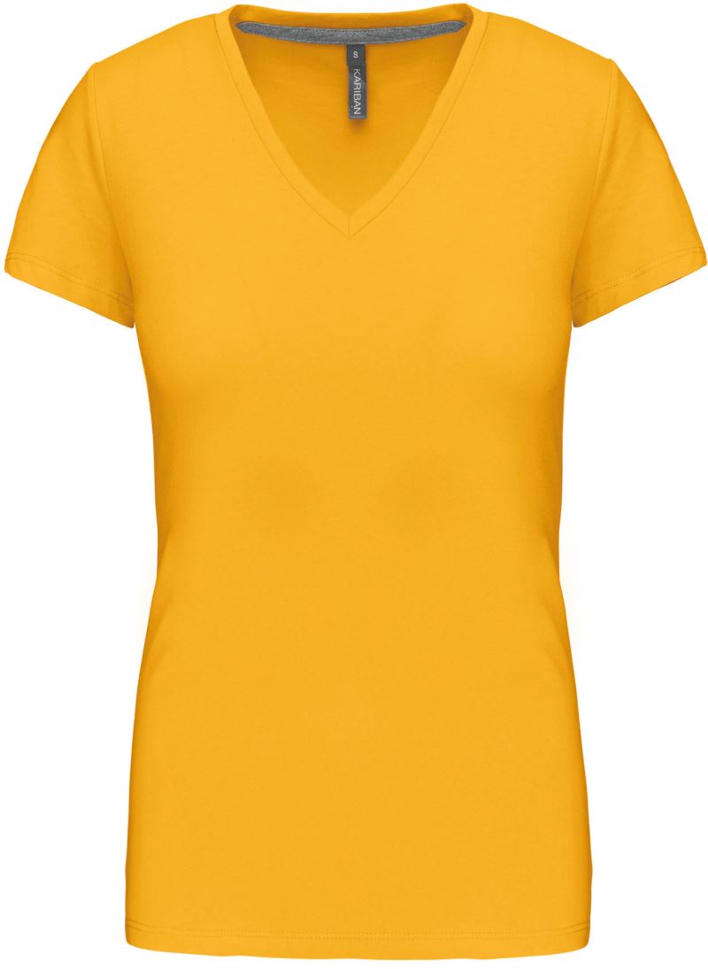 Levně Dámské tričko s výstřihem do V - yellow