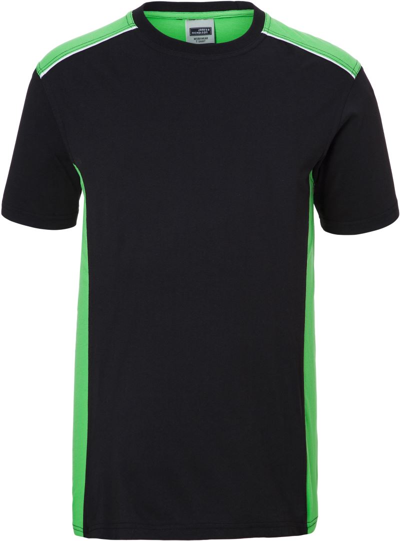 Levně Pánské pracovní tričko - Color - black/lime green