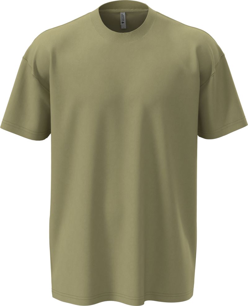 Levně Těžké oversize unisex tričko - light olive