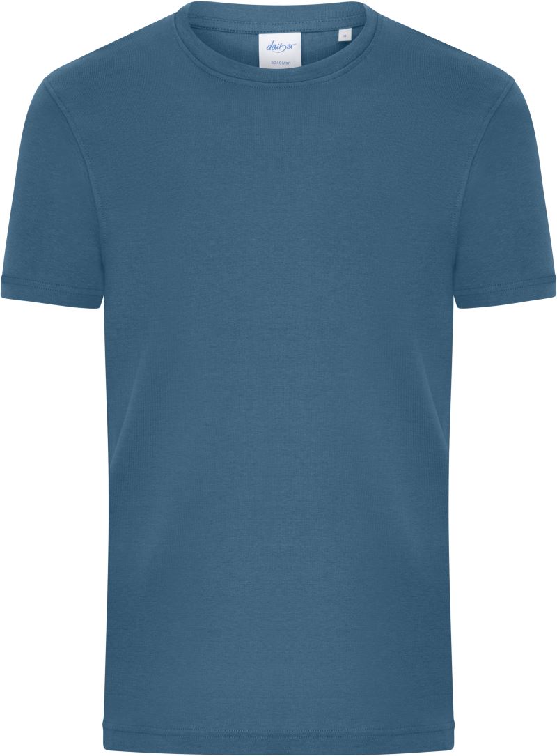 Levně Pánské bio tričko s jemným žebrováním - dusty blue