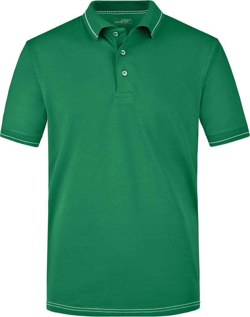 Levně Pánské žerzejové elastické polo - irish green/white