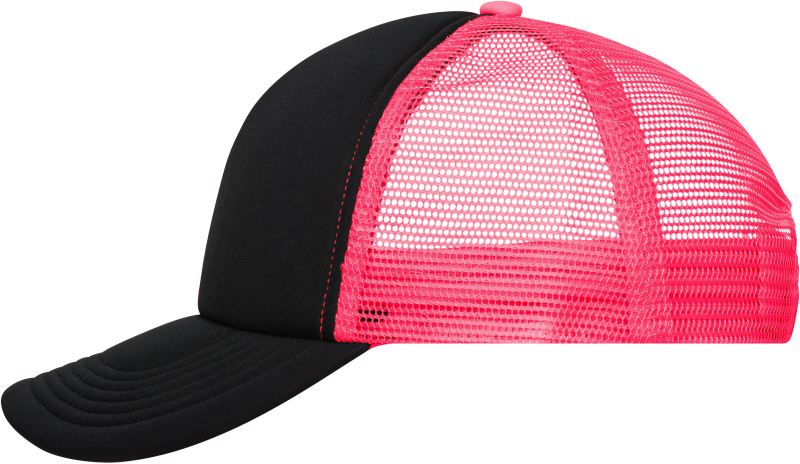 Levně 5 panelová polyesterová síťovaná kšiltovka - black/neon pink