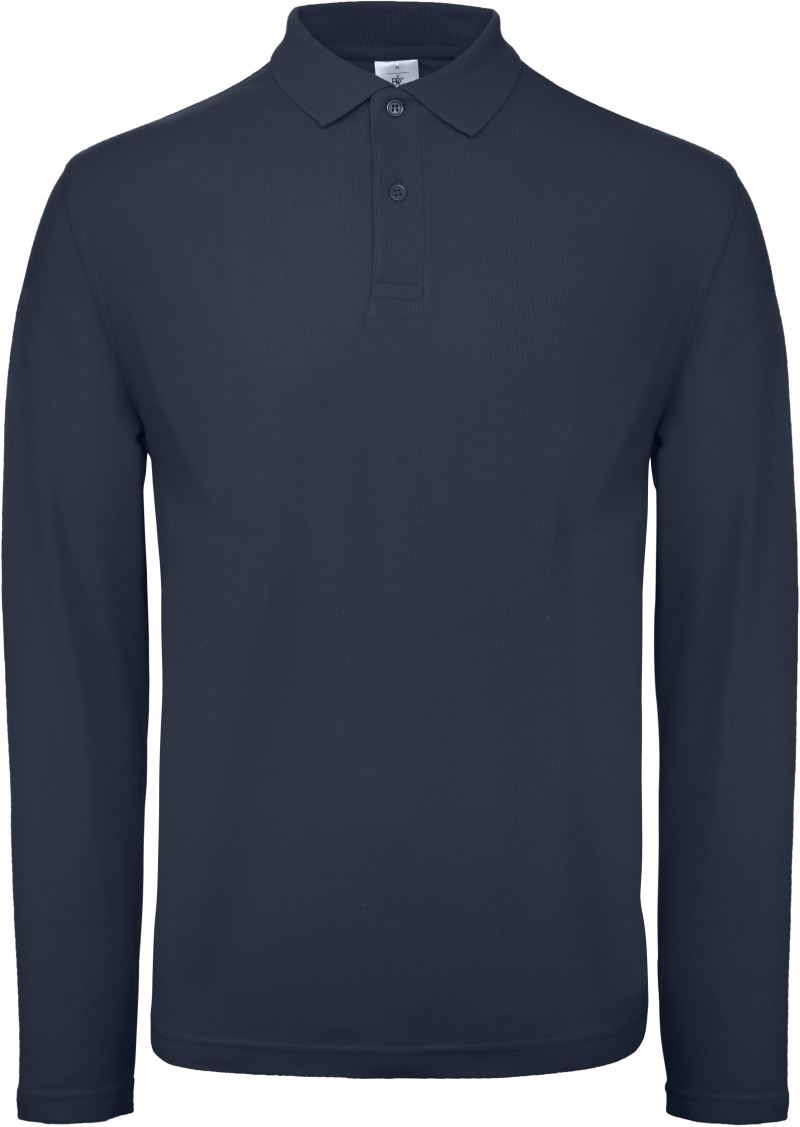 Pánské piqué polo s dlouhým rukávem - navy