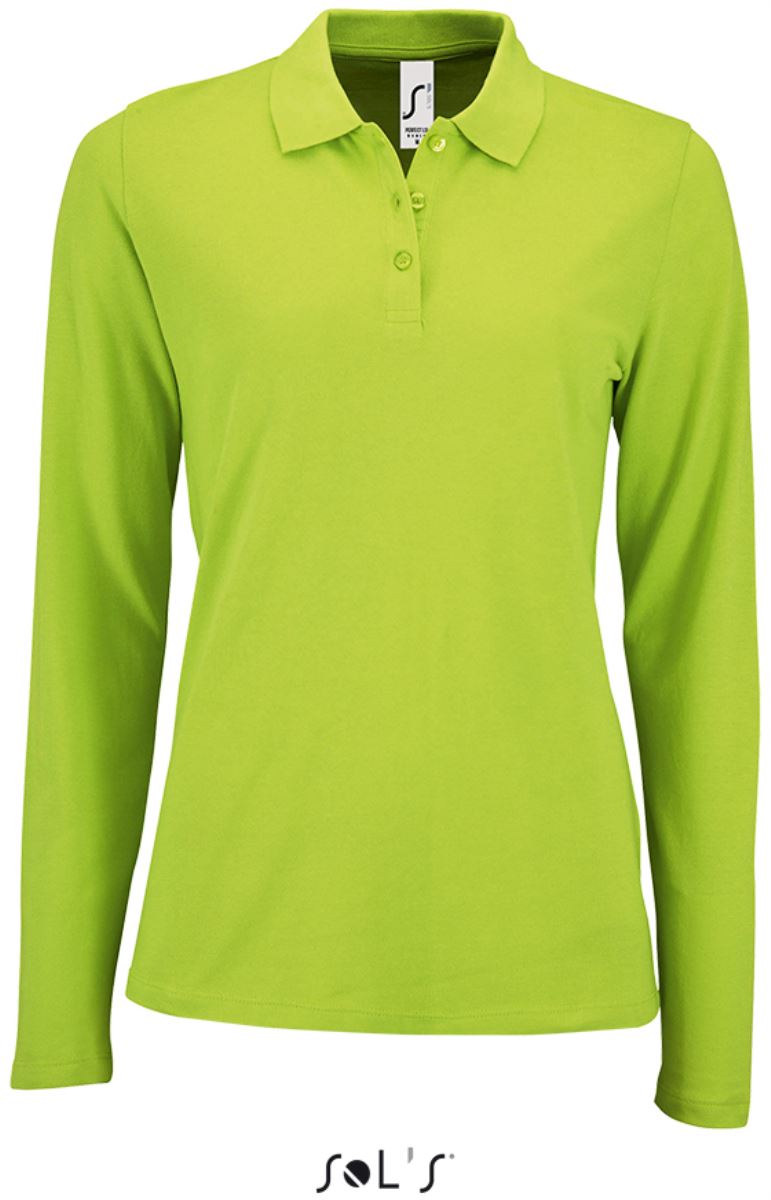 Levně Dámské piqué polo s dlouhým rukávem - apple green