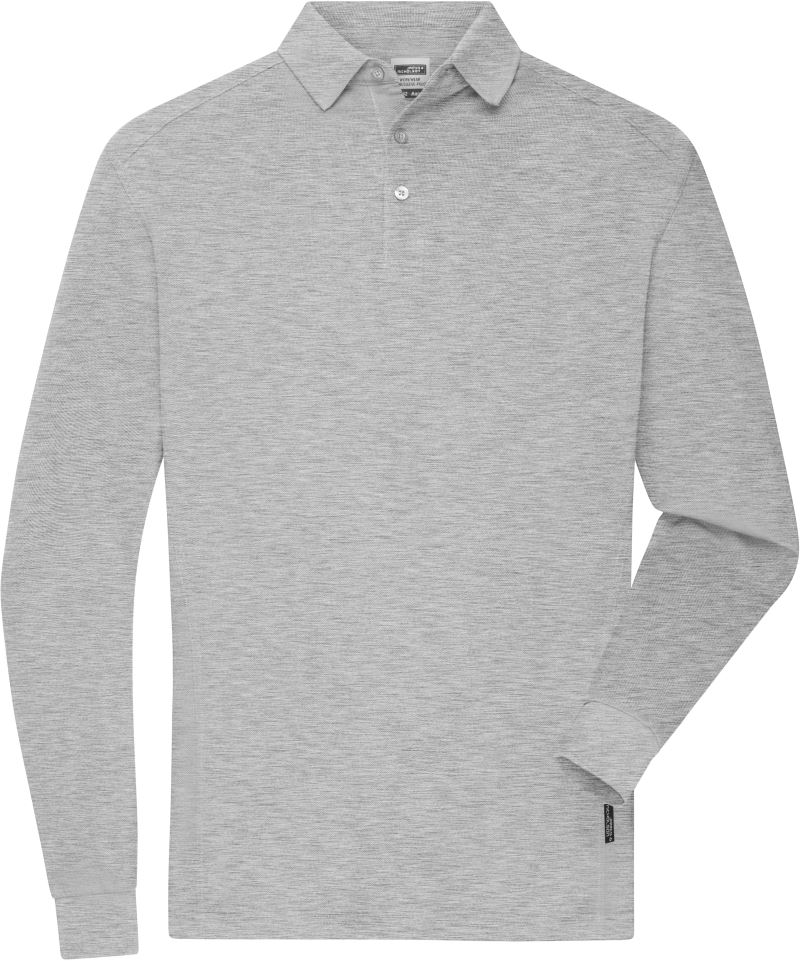Levně Pánské pracovní piqué polo s dlouhým rukávem - grey heather
