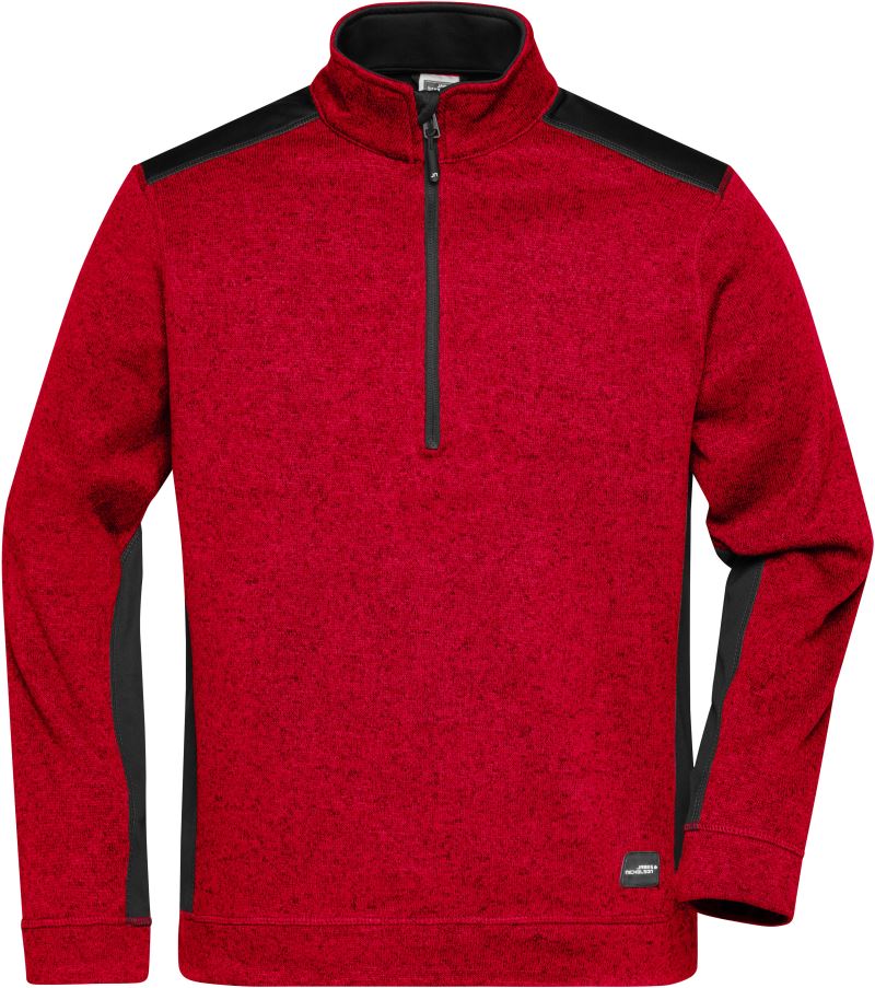 Levně Pánská pracovní bunda z fleecu, 1/2 zip - Strong - red melange/black