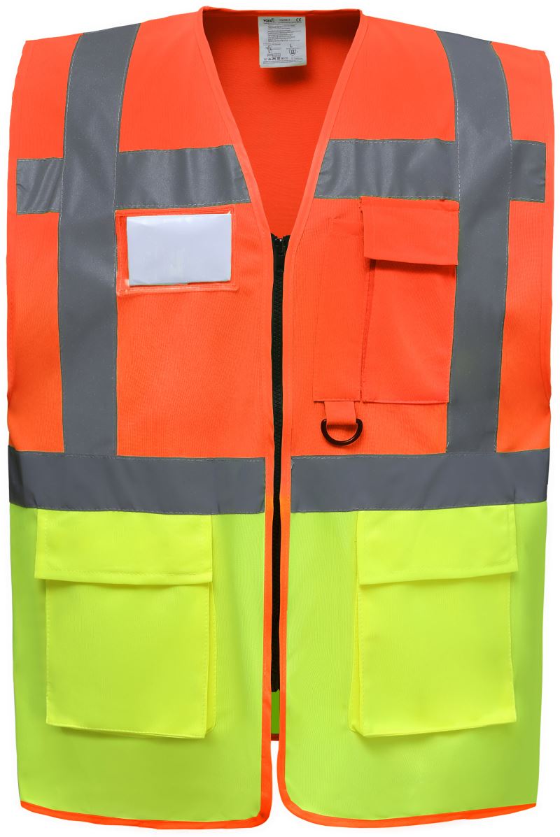 Levně Hi-Vis multifunkční vesta - hi vis orange/hi vis yellow