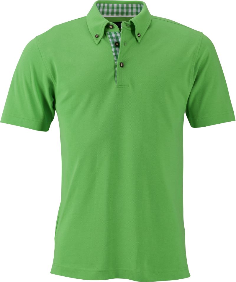 Levně Pánské piqué polo v tradičním krojovém vzhledu - lime green/lime green white