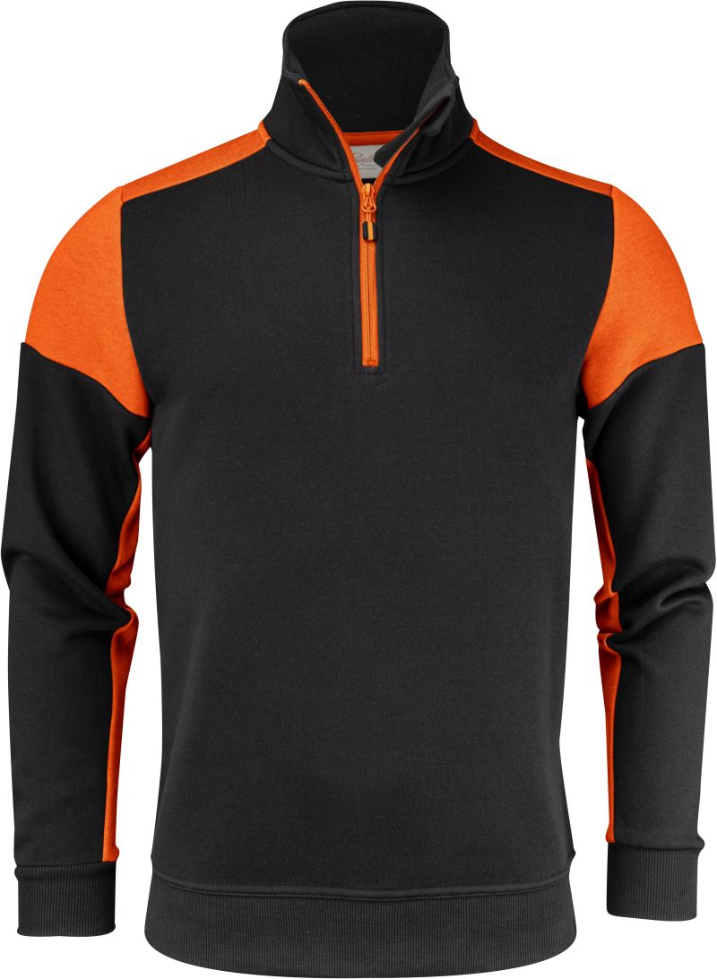 Levně Mikina s 1/4 zipem - black/orange