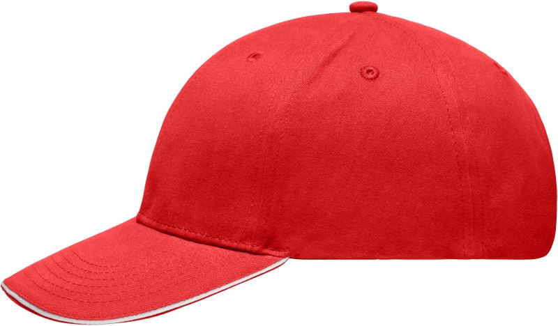 Lehce broušená 6 panelová sandwich kšiltovka - red/white