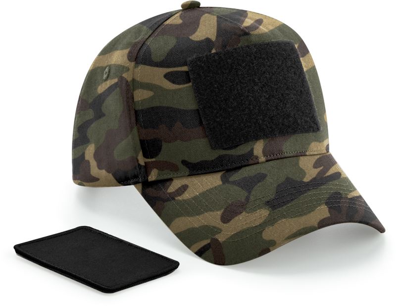 Levně 5 panelová čepice s nášivkou - jungle camo