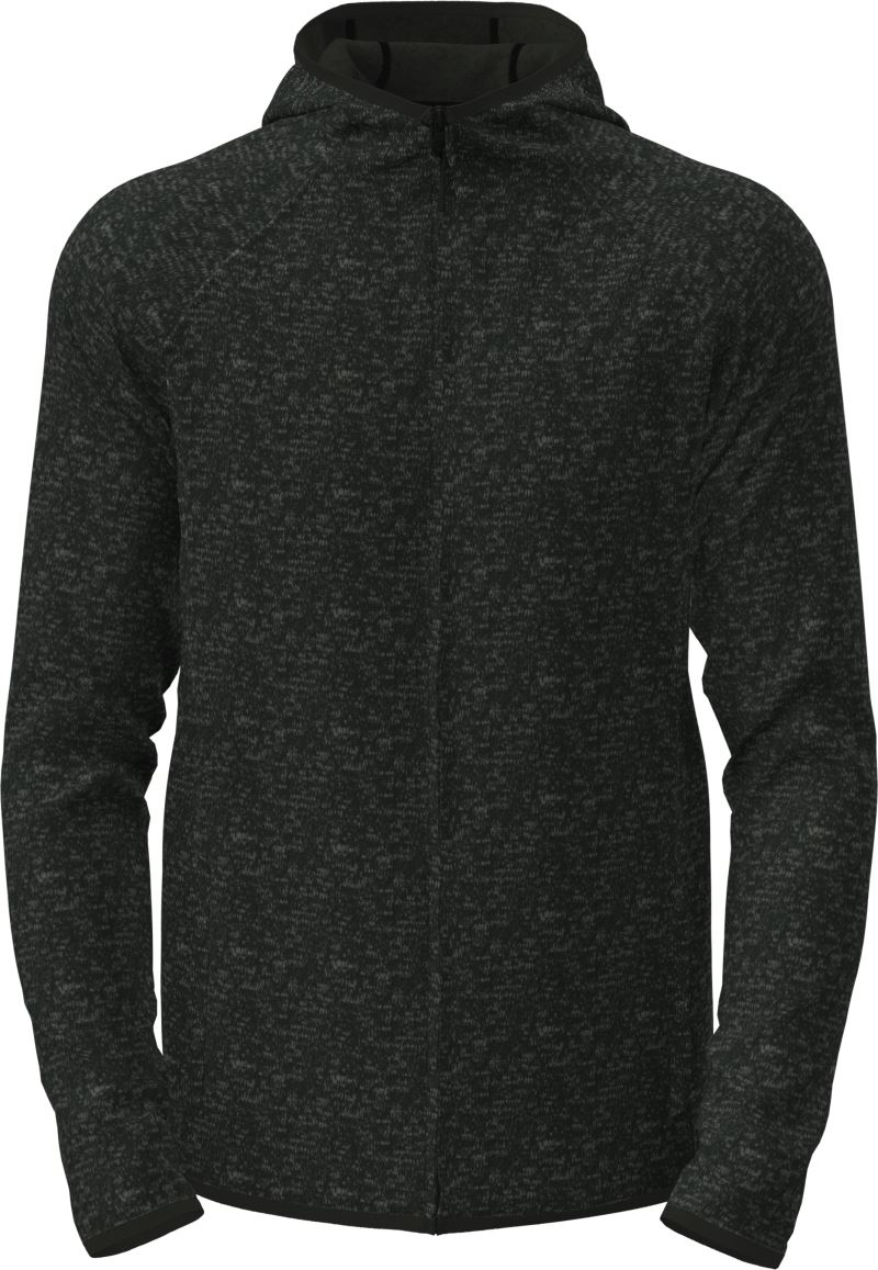 Levně Pánská pletená fleecová bunda s kapucí - black opal heather