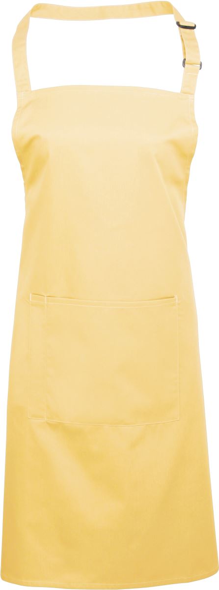Levně Zástěra s laclem a kapsou na břiše "Colours" - lemon