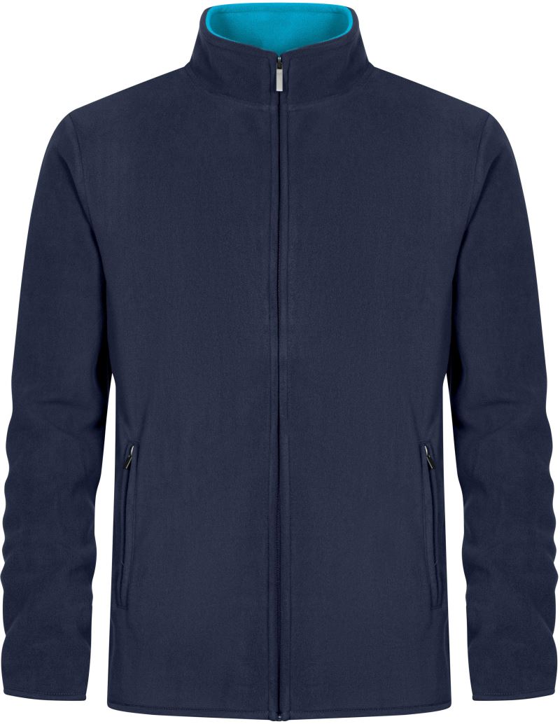 Levně Pánská dvojitá fleecová bunda - navy/aqua