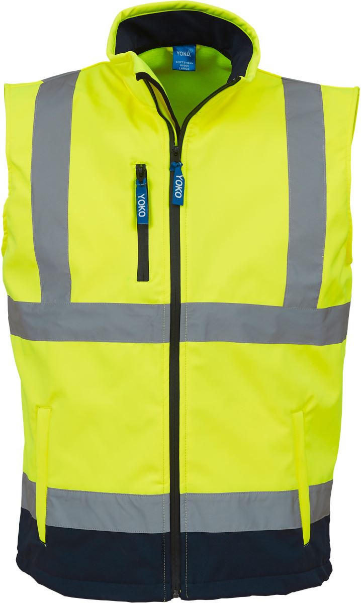 Levně Hi-Vis softshellová vesta - hi vis yellow/navy