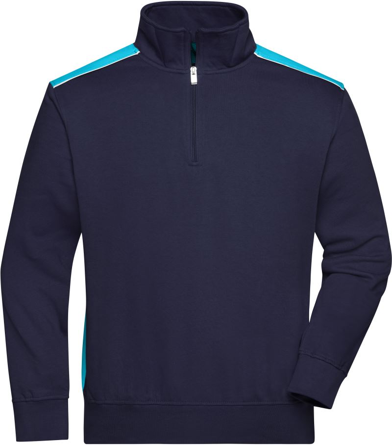 Levně Pracovní mikina s 1/4 zipem - Color - navy/turquoise
