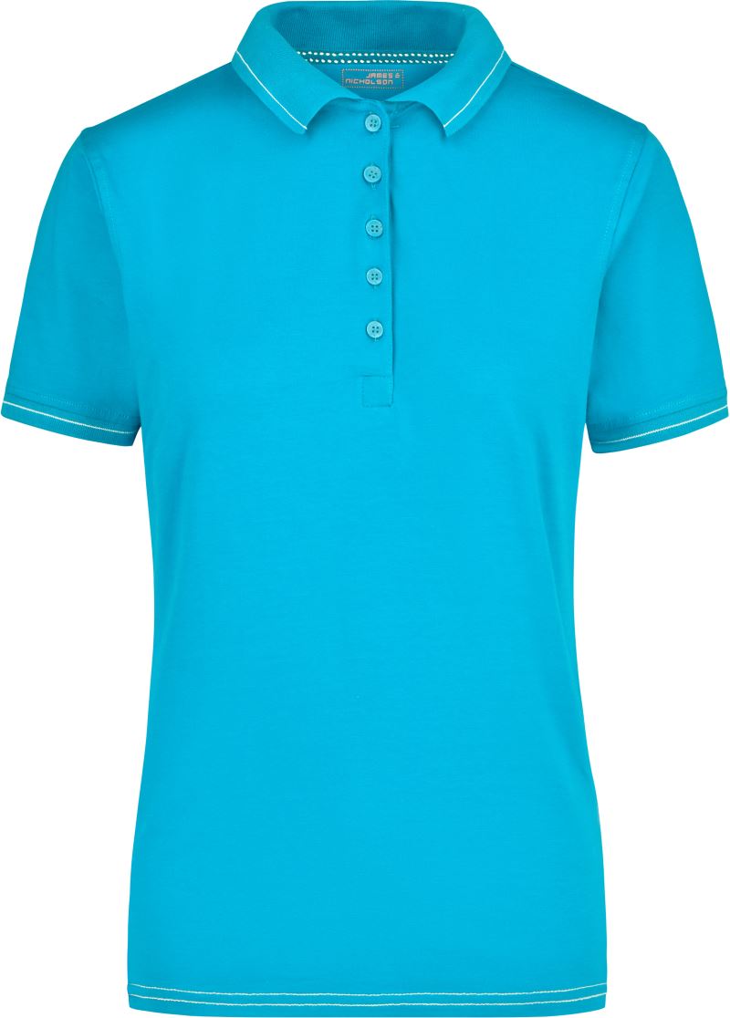 Levně Dámské žerzejové elastické polo - aqua/white