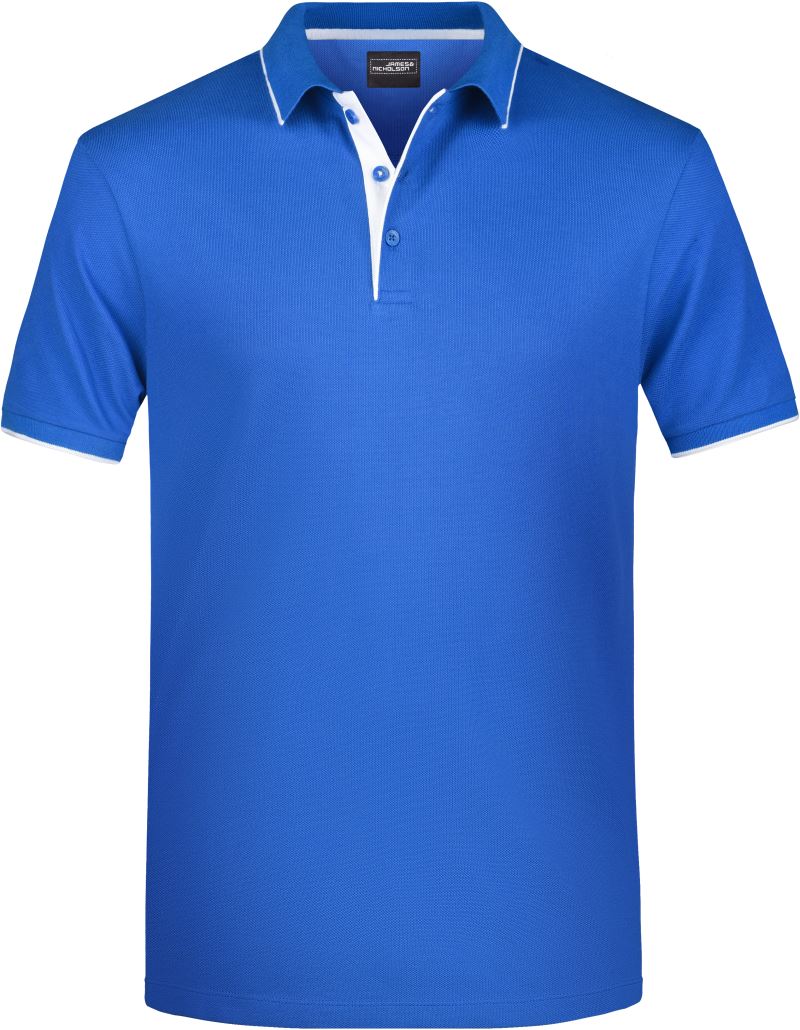 Levně Pánské piqué polo s kontrastní légou - royal/white