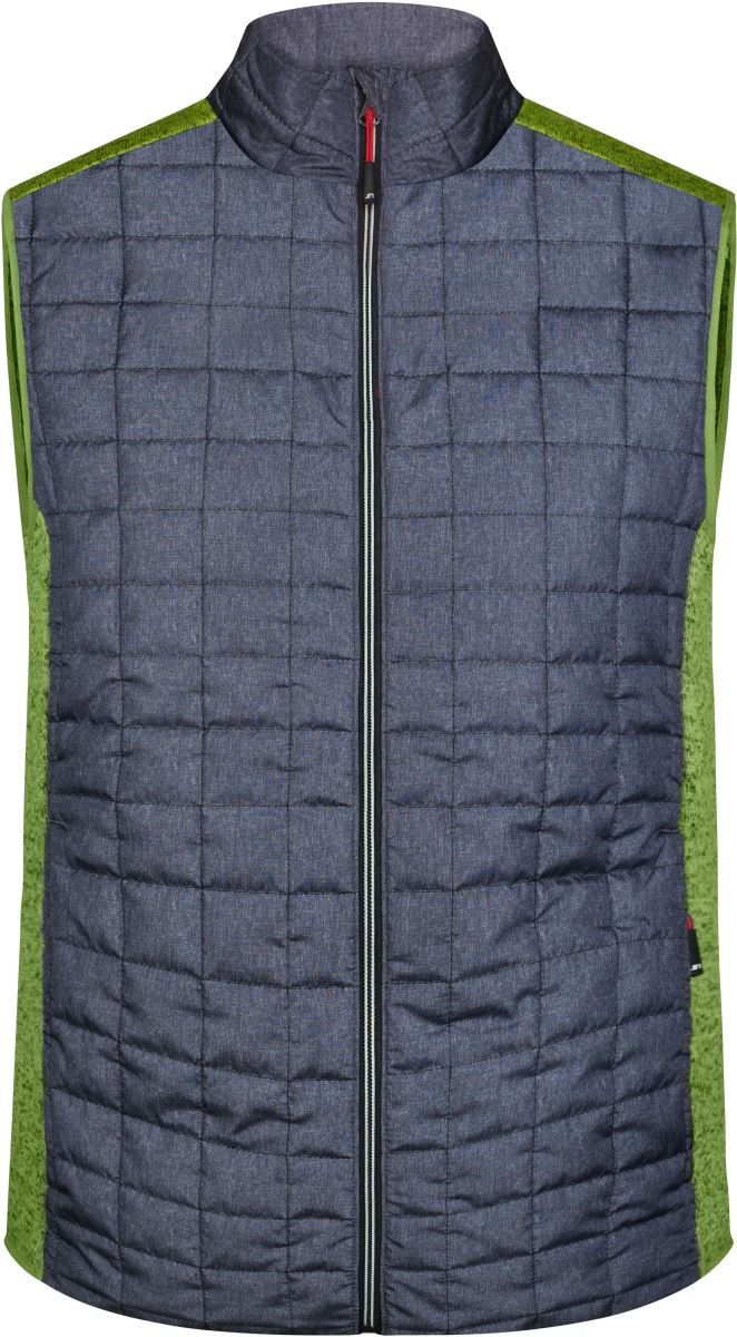Pánská pletená hybridní vesta - kiwi melange/anthracite melange