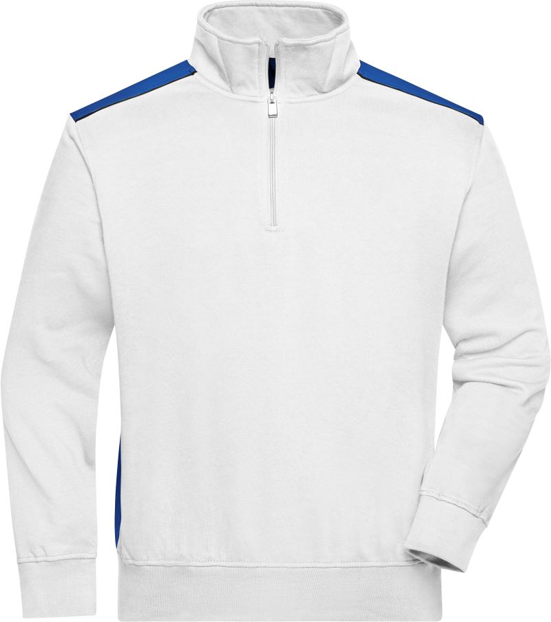 Levně Pracovní mikina s 1/4 zipem - Color - white/royal