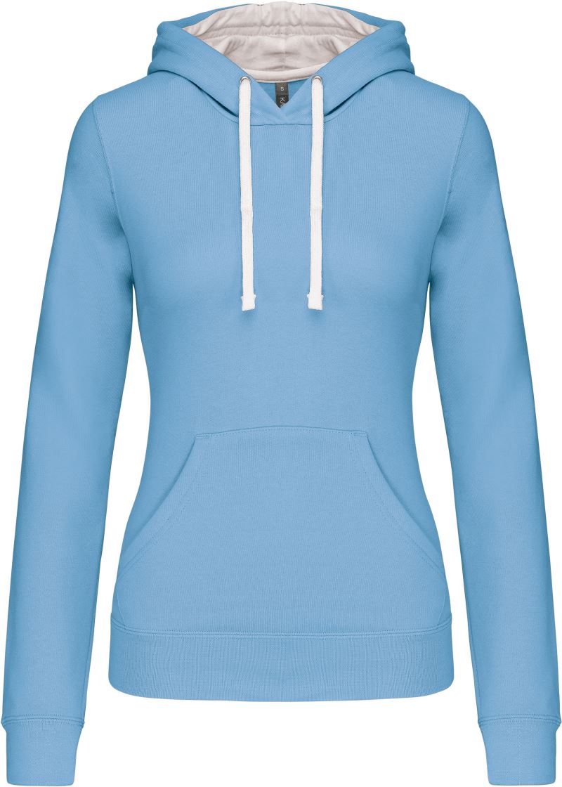 Levně Dámská mikina s kontrastní kapucí - sky blue/white