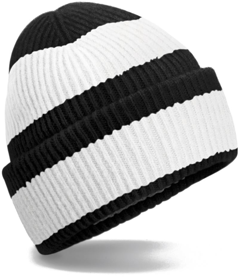 Levně Pletená čepice "Color Block" - black/soft white