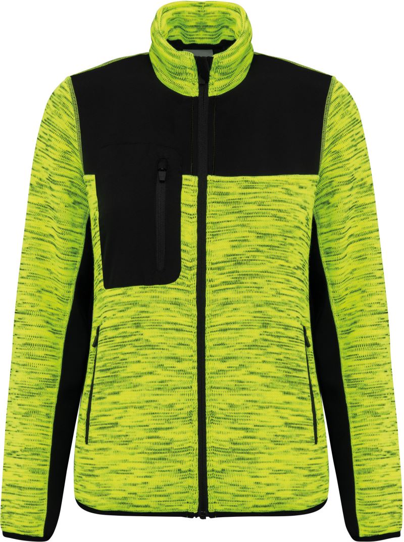 Levně Dámská pracovní pletená fleecová bunda - fluorescent yellow melange/black
