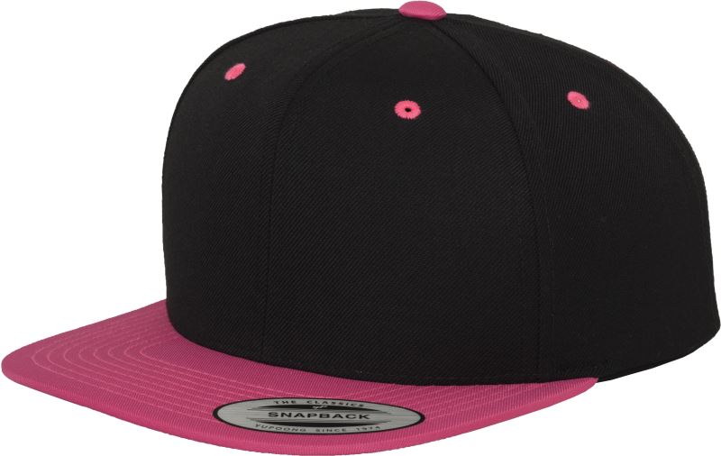 Levně 6 panelová Snapback kšiltovka - black/neon pink
