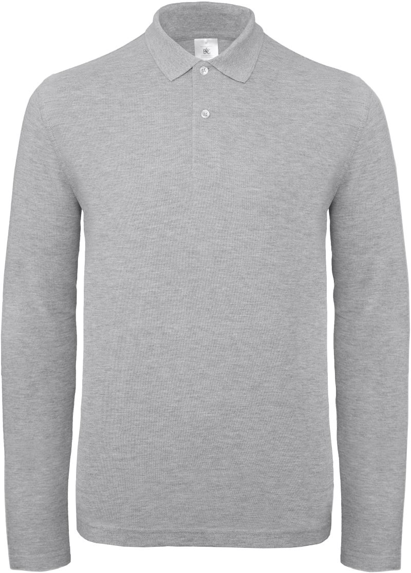 Levně Pánské piqué polo s dlouhým rukávem - heather grey