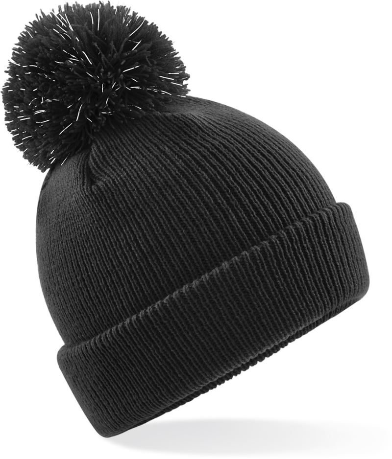 Levně Dětská pletená čepice s bambulí "Reflective" - black