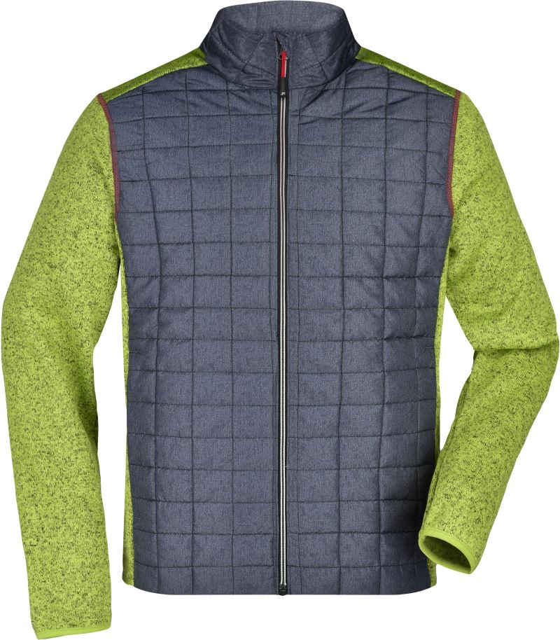 Pánská pletená hybridní bunda - kiwi melange/anthracite melange
