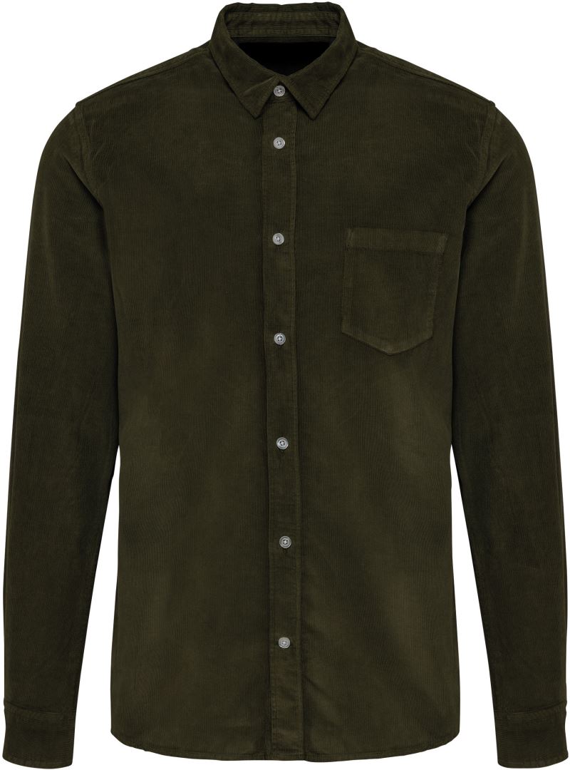 Levně Manšestrová košile s dlouhým rukávem - washed dusky khaki