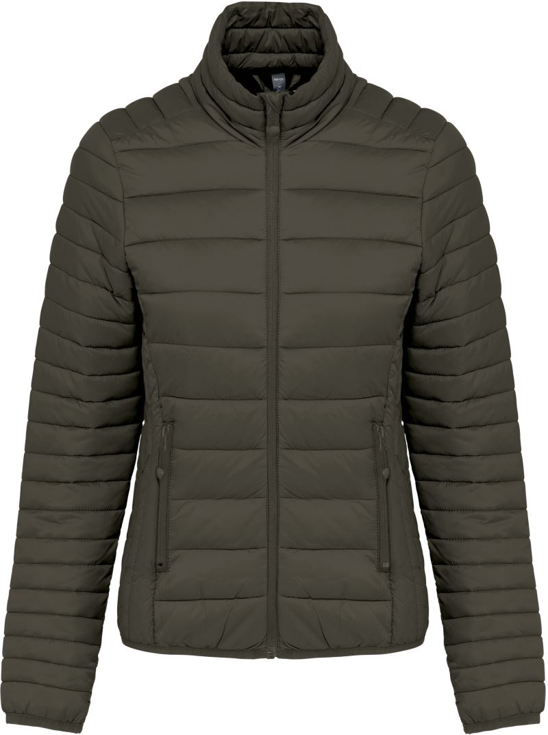 Levně Lehká dámská prošívaná bunda - dark khaki