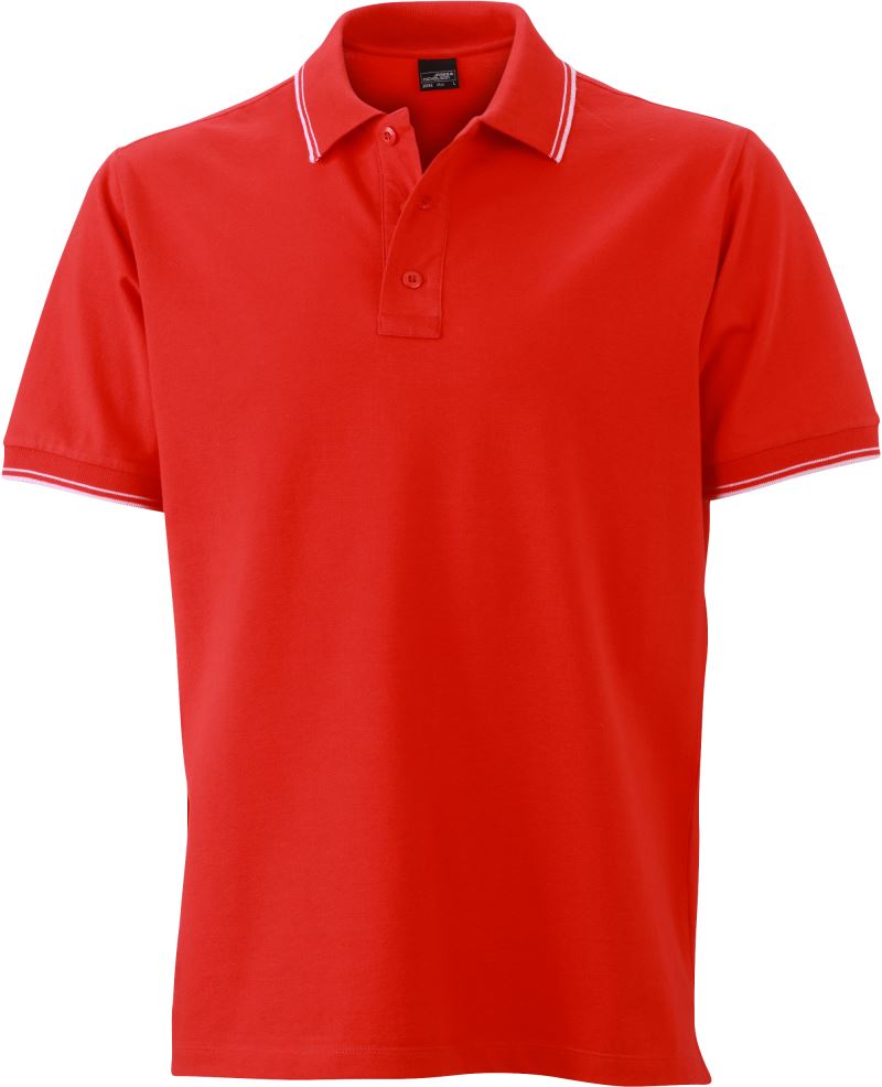 Levně Pánské piqué polo - tomato/white