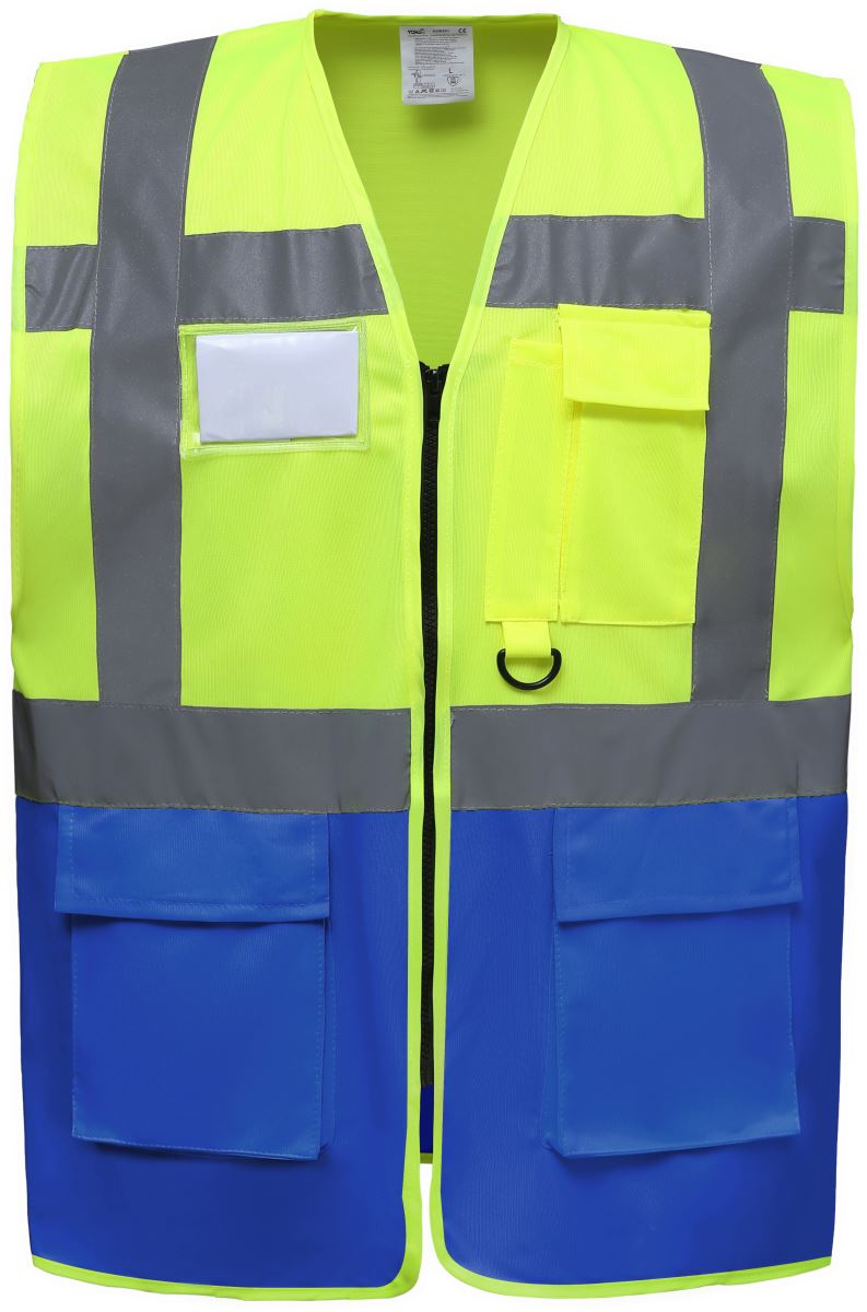 Levně Hi-Vis multifunkční vesta - hi vis yellow/royal blue